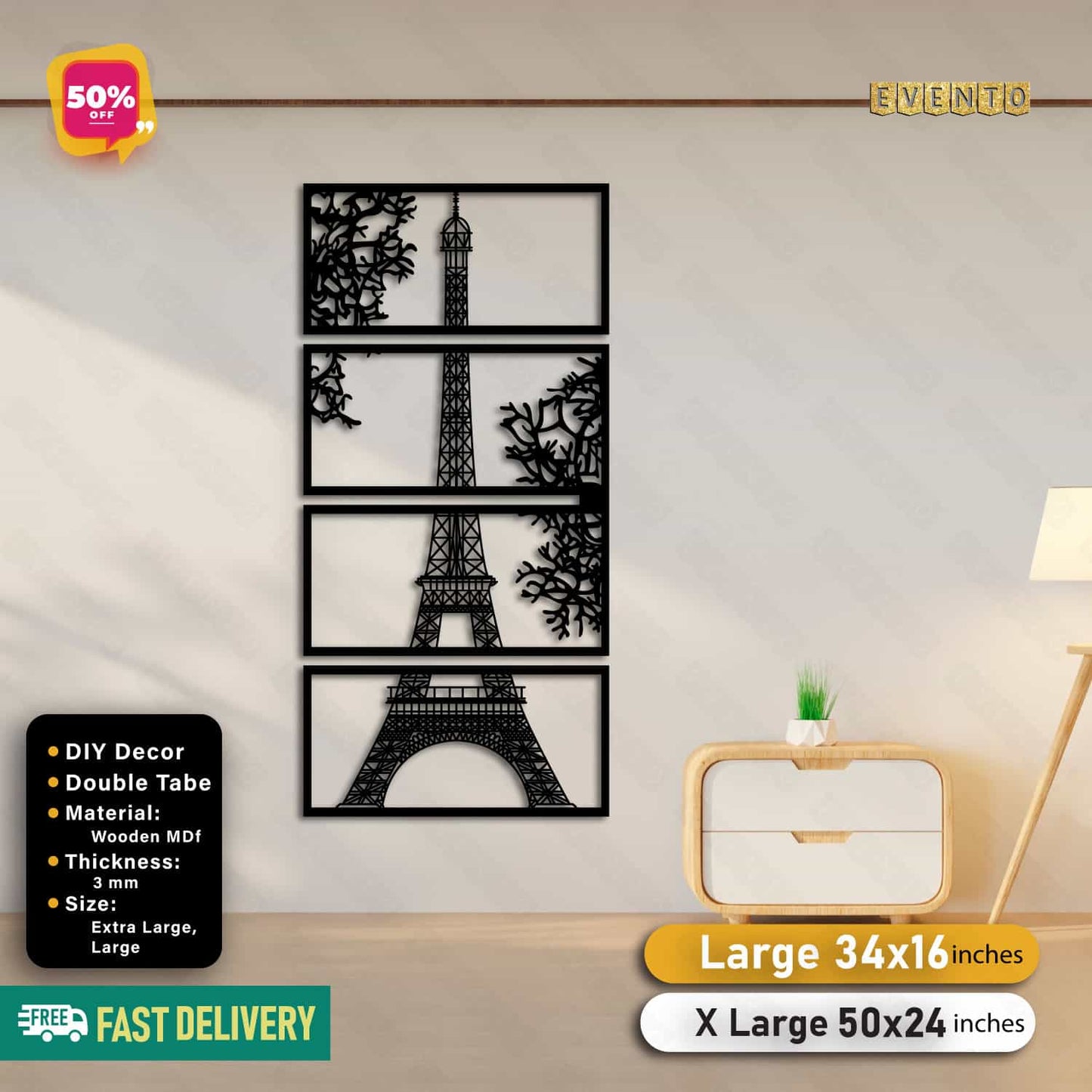 Eiffel Tower Wooden Panels For Wall Decor