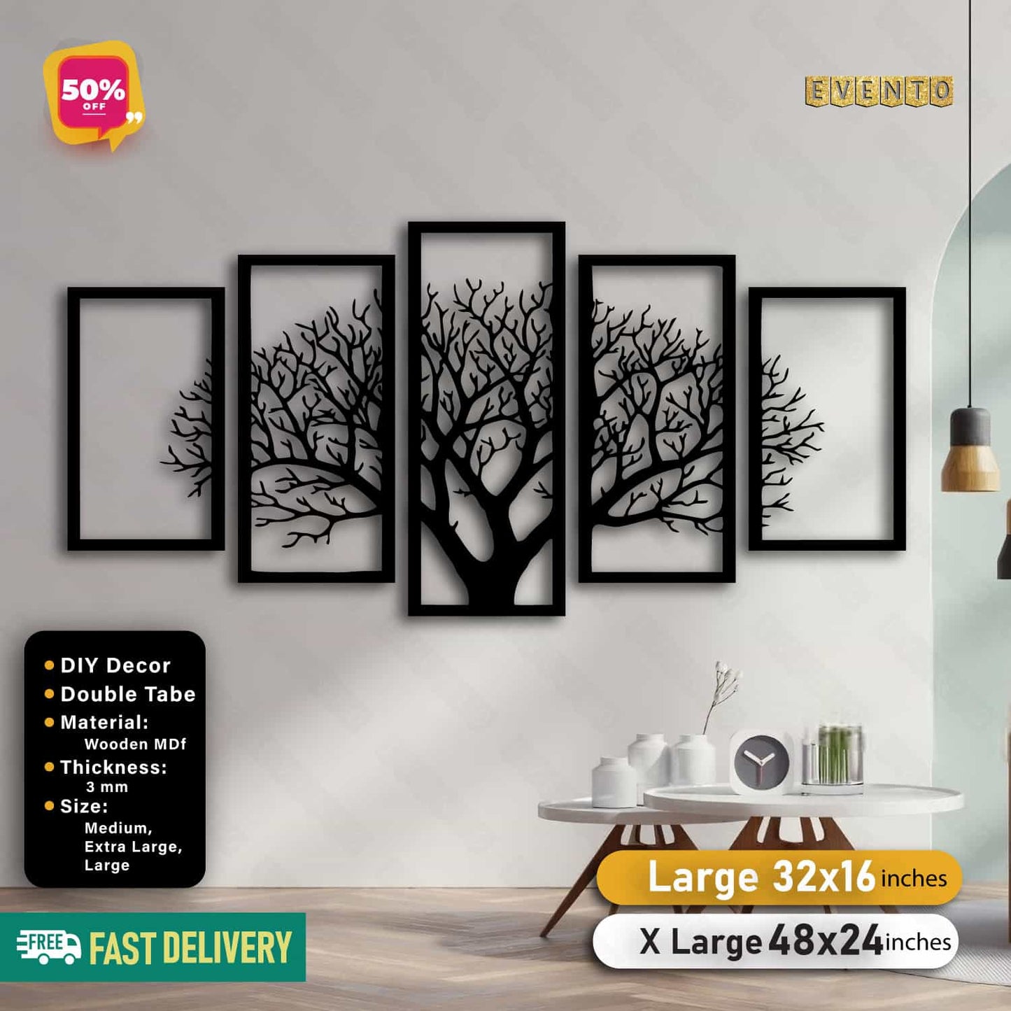 5 Frame Tree Panel For Wall Decor