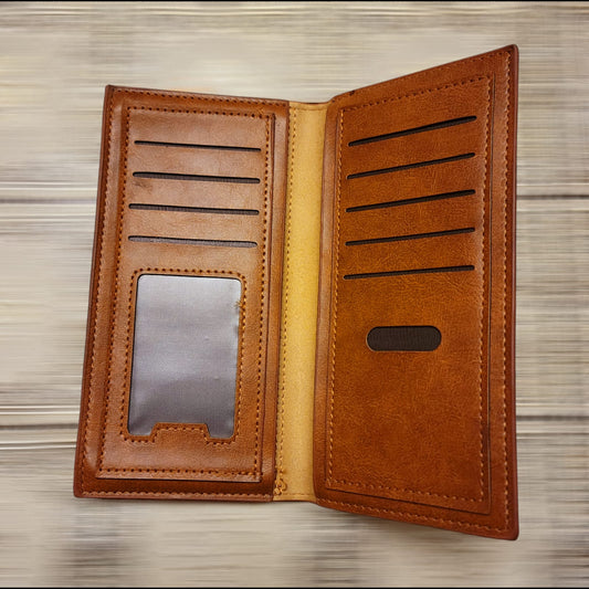 Men's Synthetic Leather Wallet embossed bifold long wallet with Pocket fashion purse