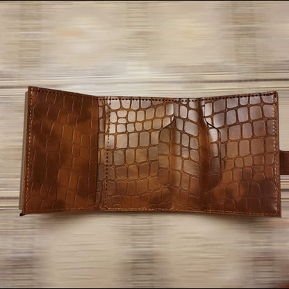 The Crocodile Aluminum Alloy Credit Card Synthetic Leather Automatic Up Card Case