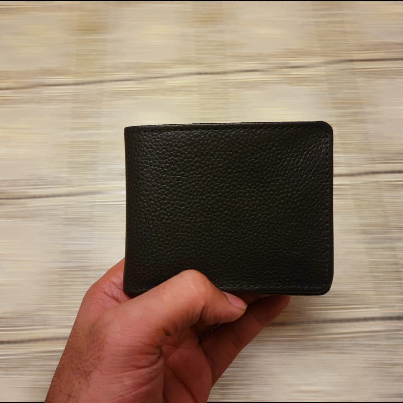 Men Pure Leather Wallet Black
