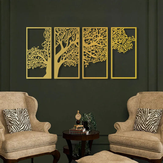 Tree of Surahs (4 Quls) Islamic Wall Art  Set of 4 - 48 inches x 24 inches